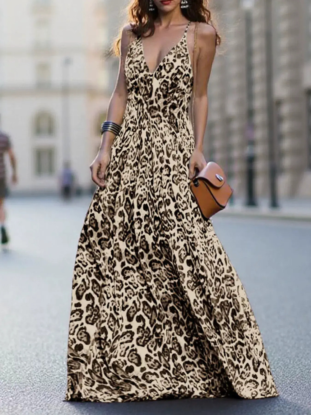 Zara Summer Leopard Print Strappy Backless Dress